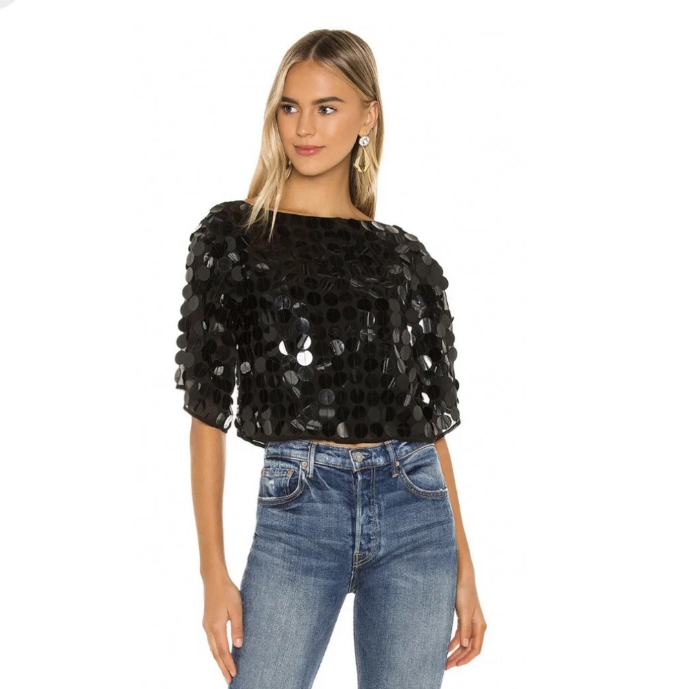 Lovers + Friends Shanna Top Black Sequins C4